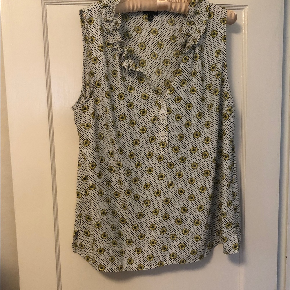 Talbots Sleeveless Blouse with Yellow Floral Pattern
